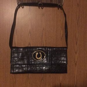 Small purse black with gold horseshoe
